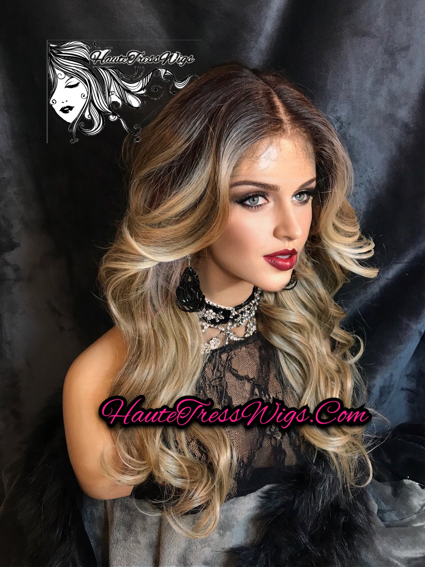 Lucky Star - Money Piece, Face Framing, Balayage Blonde, Layered, Pre-Plucked Hairline, HD Transparent Lace, Human Hair Blend, Lace Front Wig