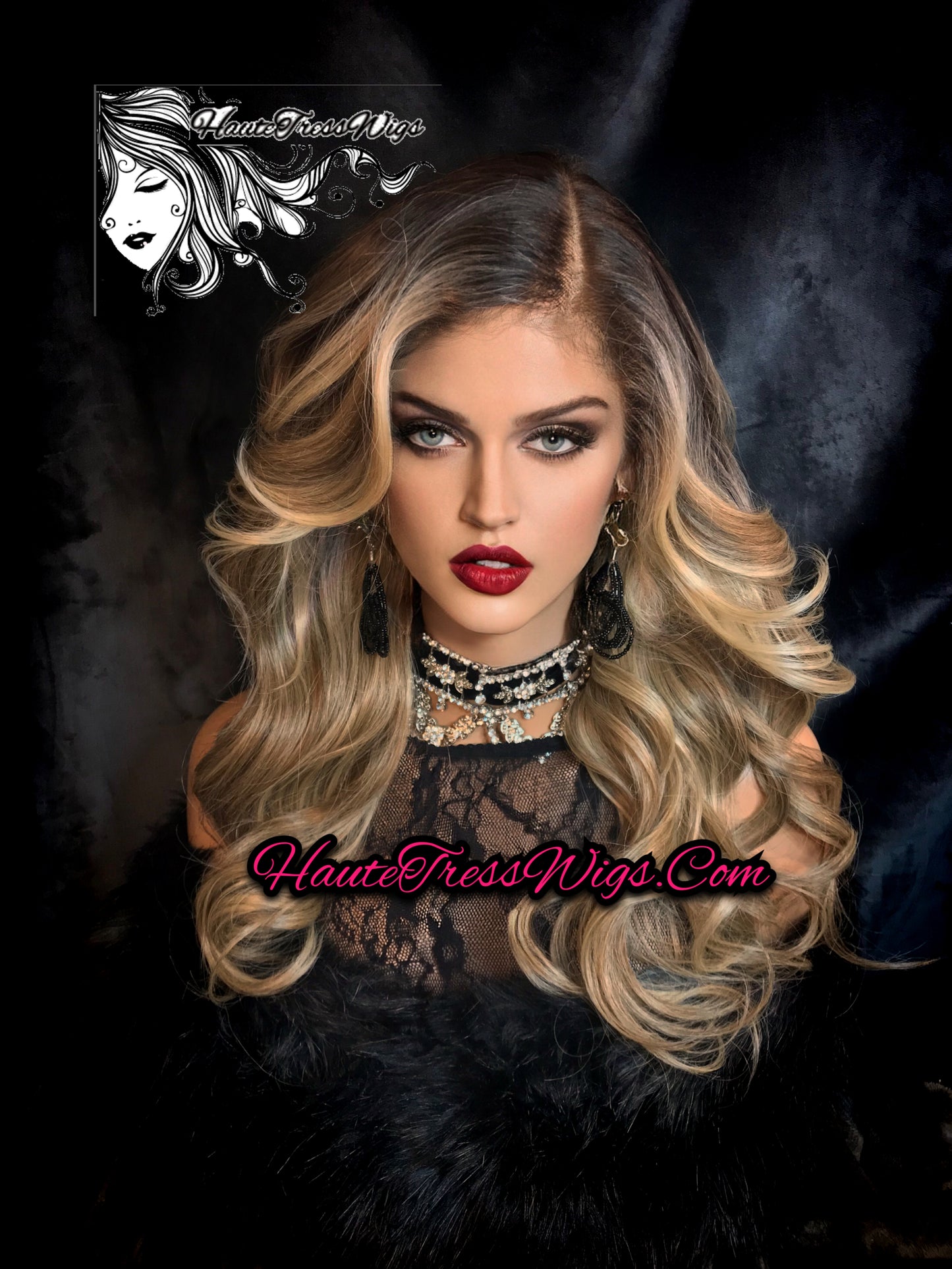 Lucky Star - Money Piece, Face Framing, Balayage Blonde, Layered, Pre-Plucked Hairline, HD Transparent Lace, Human Hair Blend, Lace Front Wig