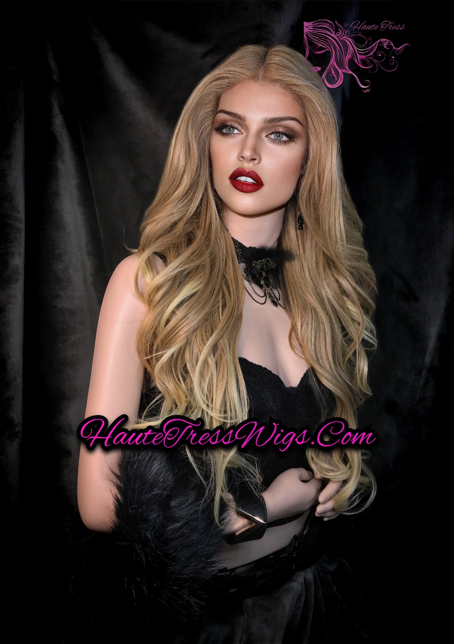 2 Tone Blonde, Blonde Mix, Bombshell Wig, Balayage Blonde, Blonde highlights, Human Hair Blend, Heat Safe, Realistic, Lace Front Wig - Marie