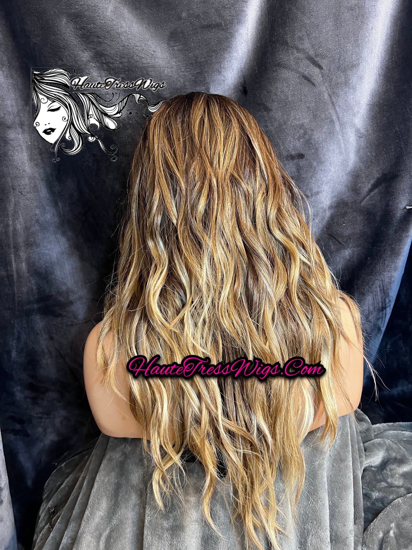 Merplage - Money Piece Blonde, Face Framing, Balayage, Ombre, HD Transparent Lace, Wavy, Beach Wave