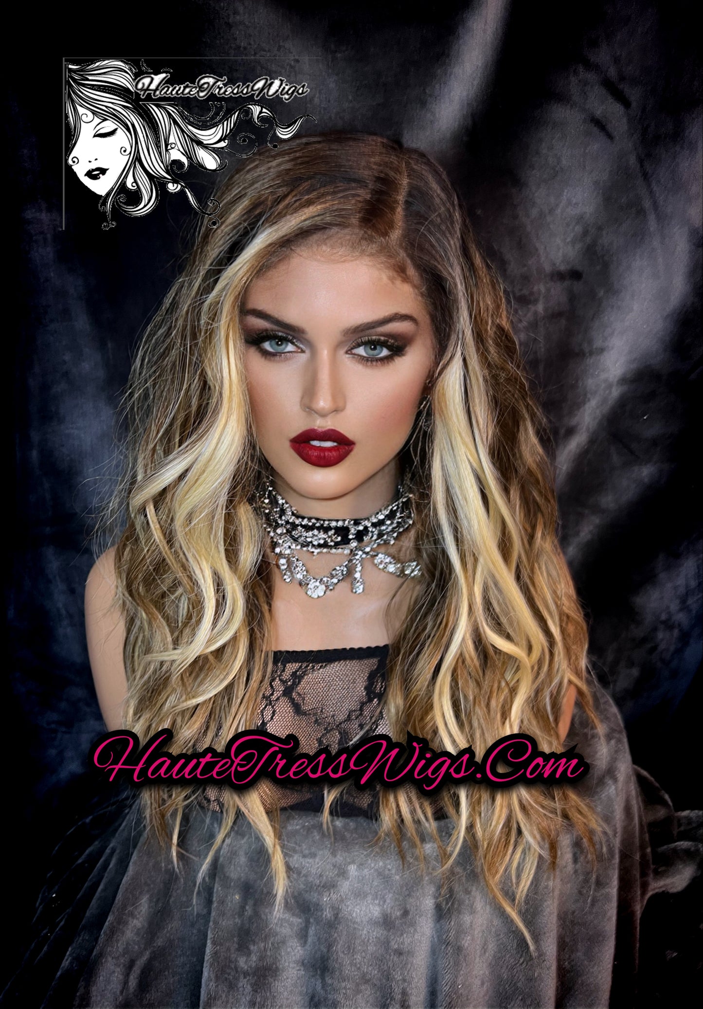 Merplage - Money Piece Blonde, Face Framing, Balayage, Ombre, HD Transparent Lace, Wavy, Beach Wave