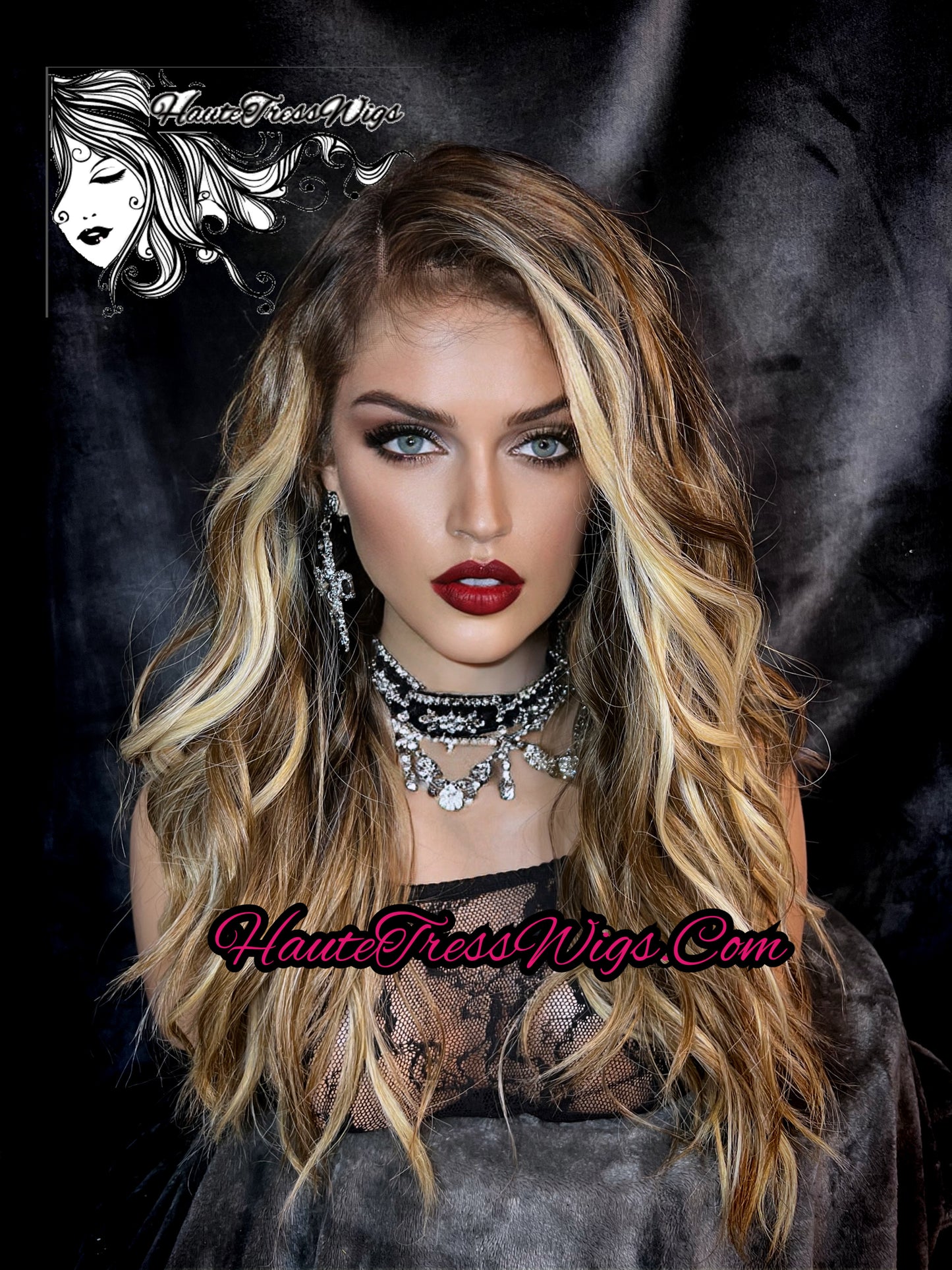 Merplage - Money Piece Blonde, Face Framing, Balayage, Ombre, HD Transparent Lace, Wavy, Beach Wave