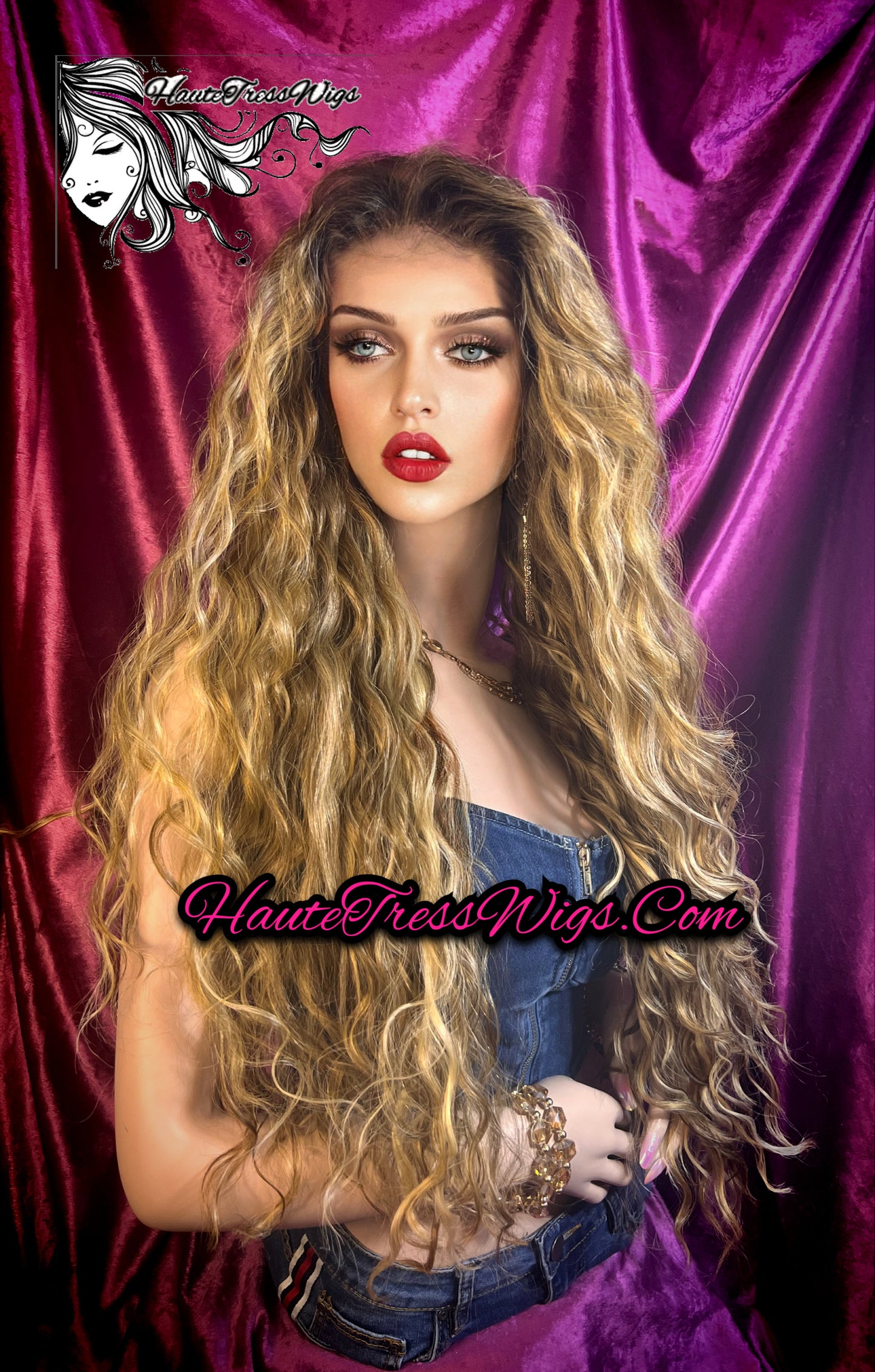 Thessalonike - Balayage Blonde, Beach Wave, Free Parting, Lace Front Wig