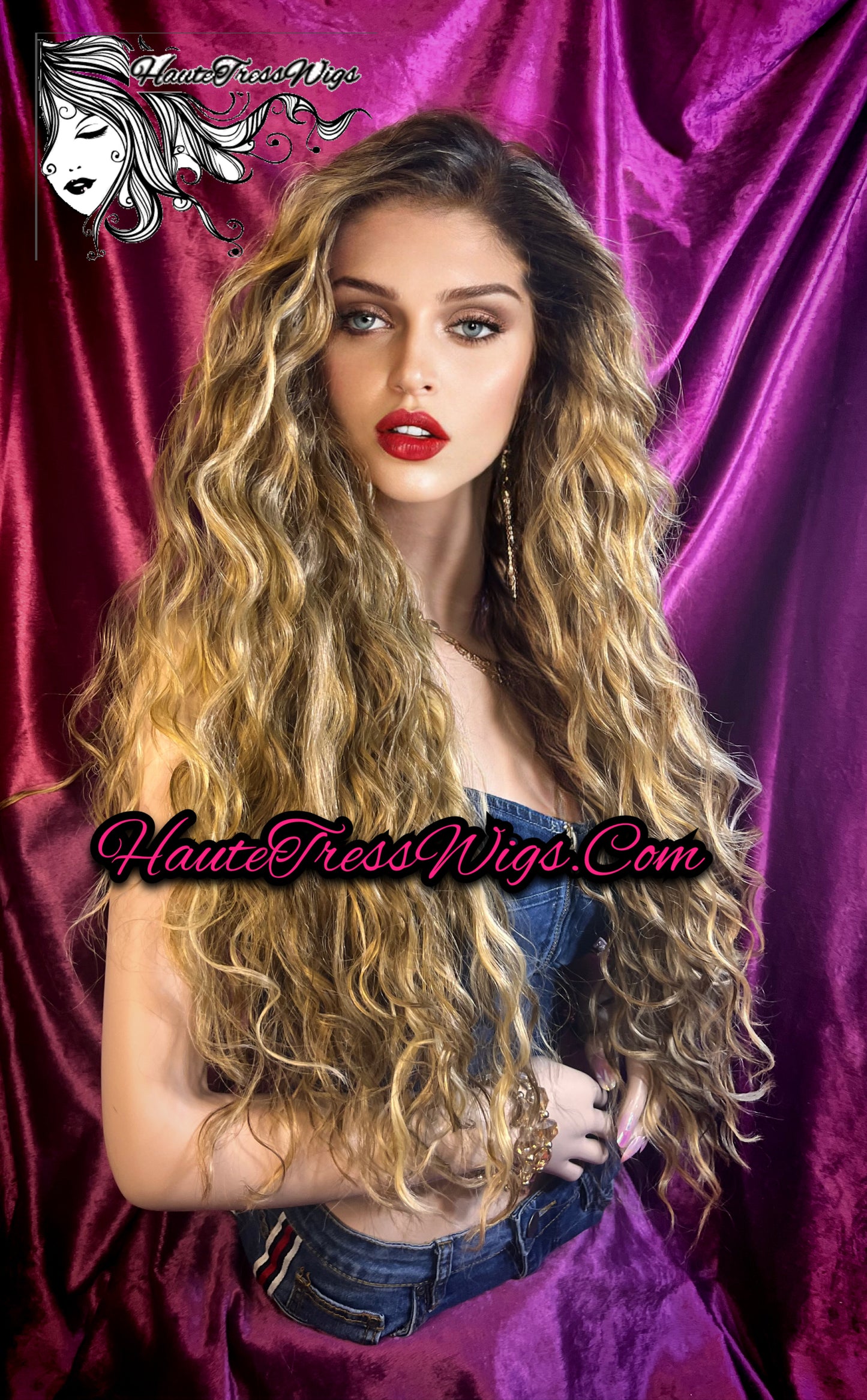 Thessalonike - Balayage Blonde, Beach Wave, Free Parting, Lace Front Wig