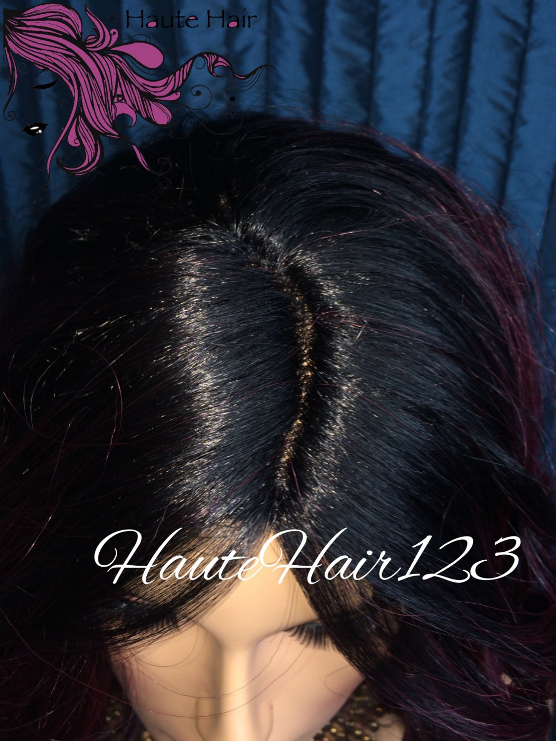 Burgundy Multitone Bob, Red Bob, Burgundy Bob, Burgundy Wig, Wavy Wine Wig,  Human Hair Blend, Beach Waves, Tussled Bob, Lace Part Wig