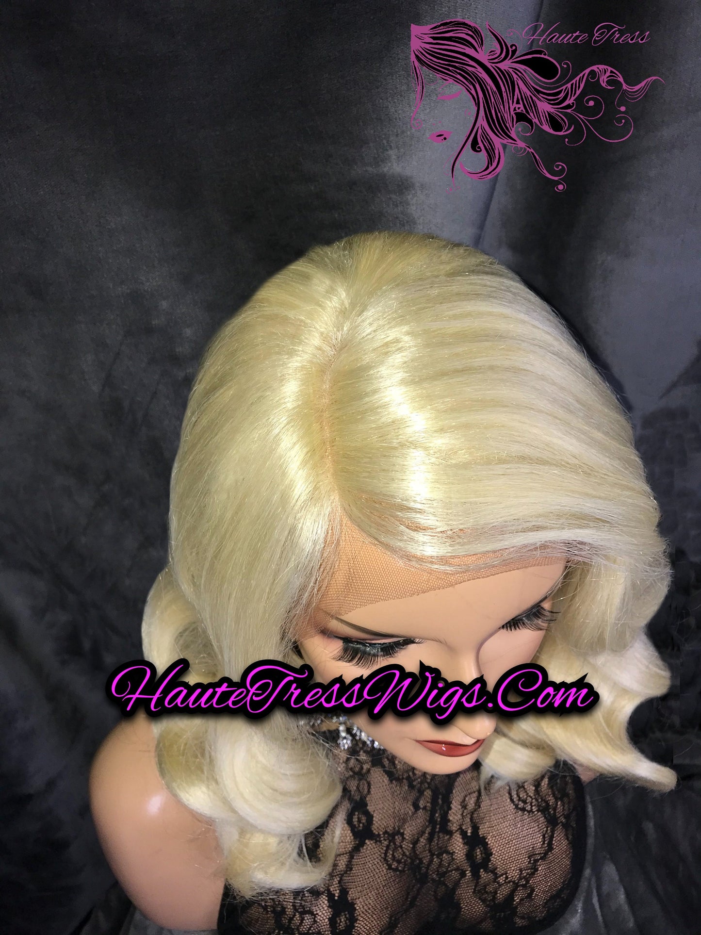 Light Blonde, Platinum Blonde, 613, Retro Wave, Finger Wave, Hollywood, Vintage Bombshell, Human Hair Blend, Heat Safe, Lace Front Wig