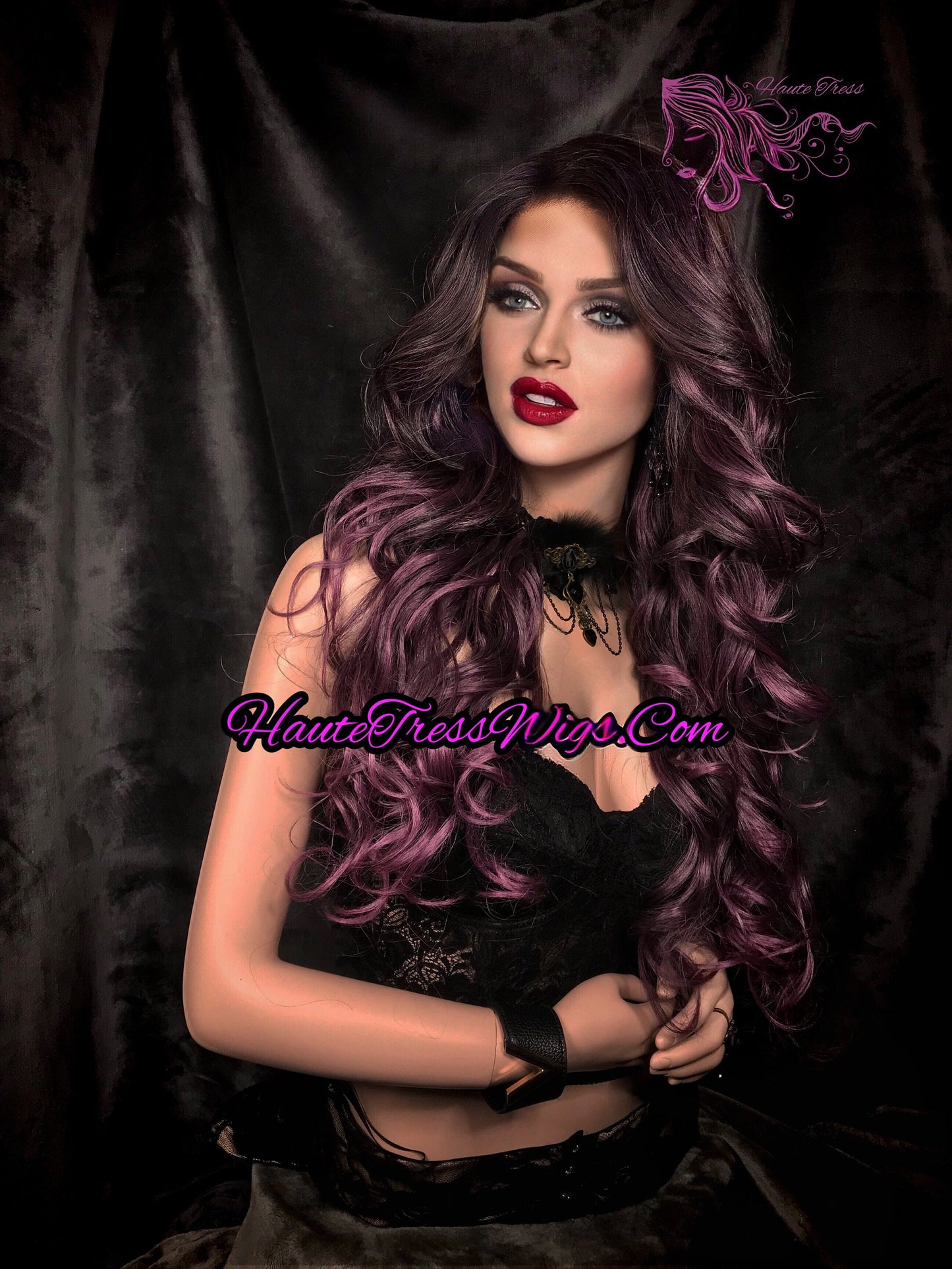 Dark Lavender Wig, Purple Mix Wig, Bombshell Wig,Pastel Wig,  Realistic Wig, Ombre Wig, Heat Safe Wig, Human Hair Blend, Lace Front Wig