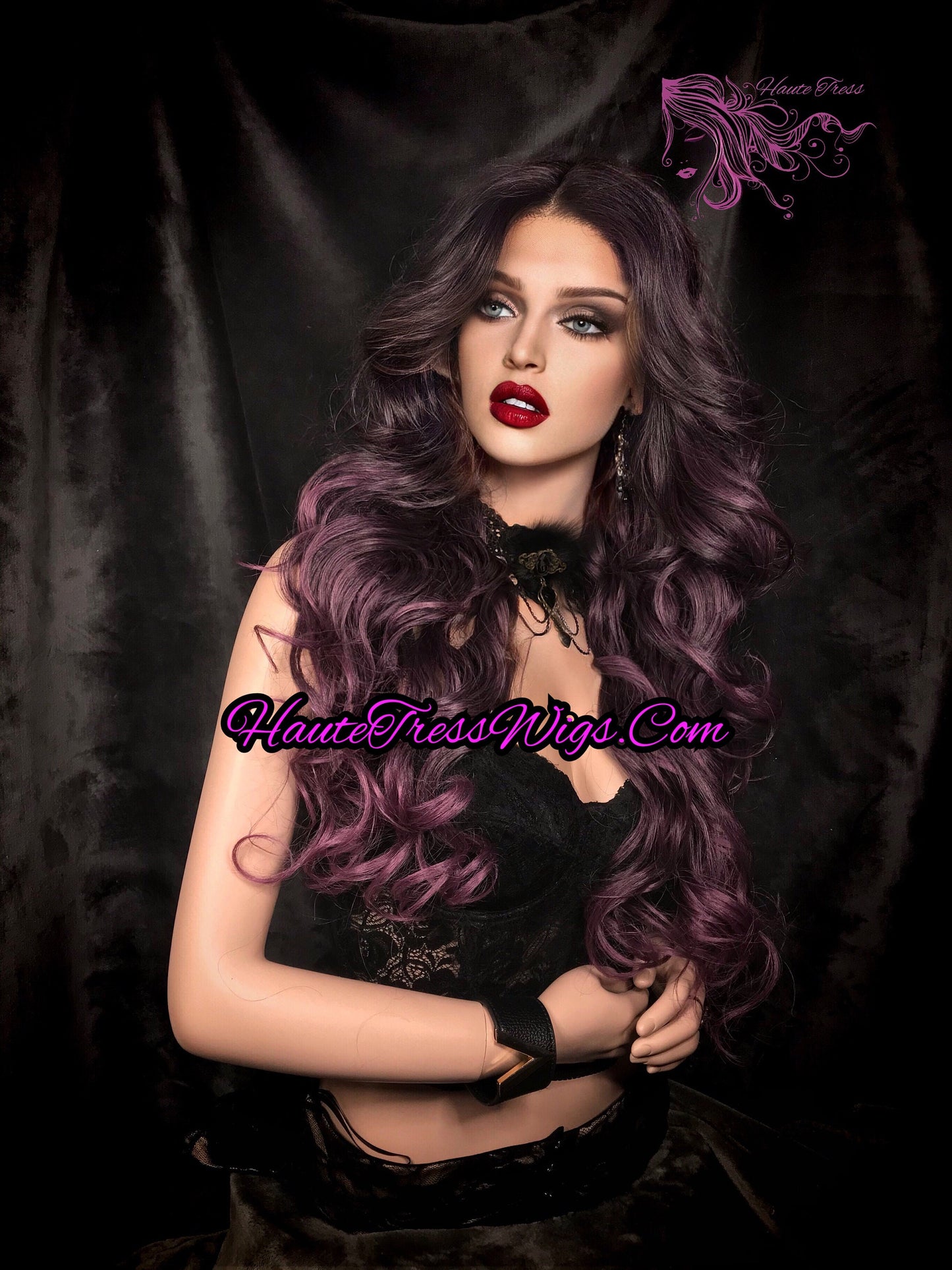 Dark Lavender Wig, Purple Mix Wig, Bombshell Wig,Pastel Wig,  Realistic Wig, Ombre Wig, Heat Safe Wig, Human Hair Blend, Lace Front Wig