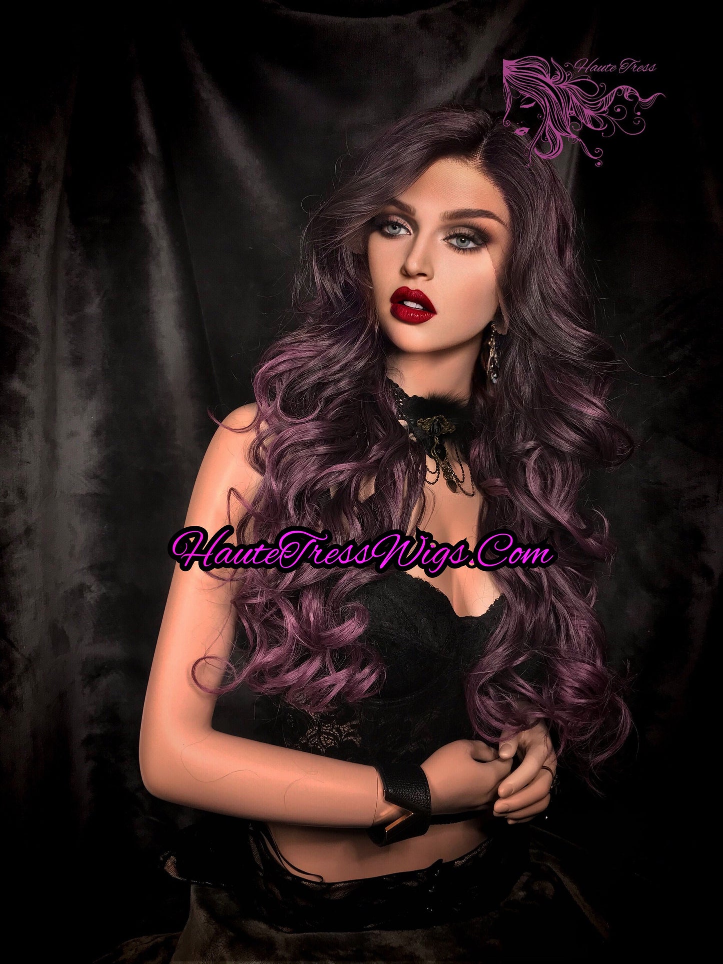 Dark Lavender Wig, Purple Mix Wig, Bombshell Wig,Pastel Wig,  Realistic Wig, Ombre Wig, Heat Safe Wig, Human Hair Blend, Lace Front Wig