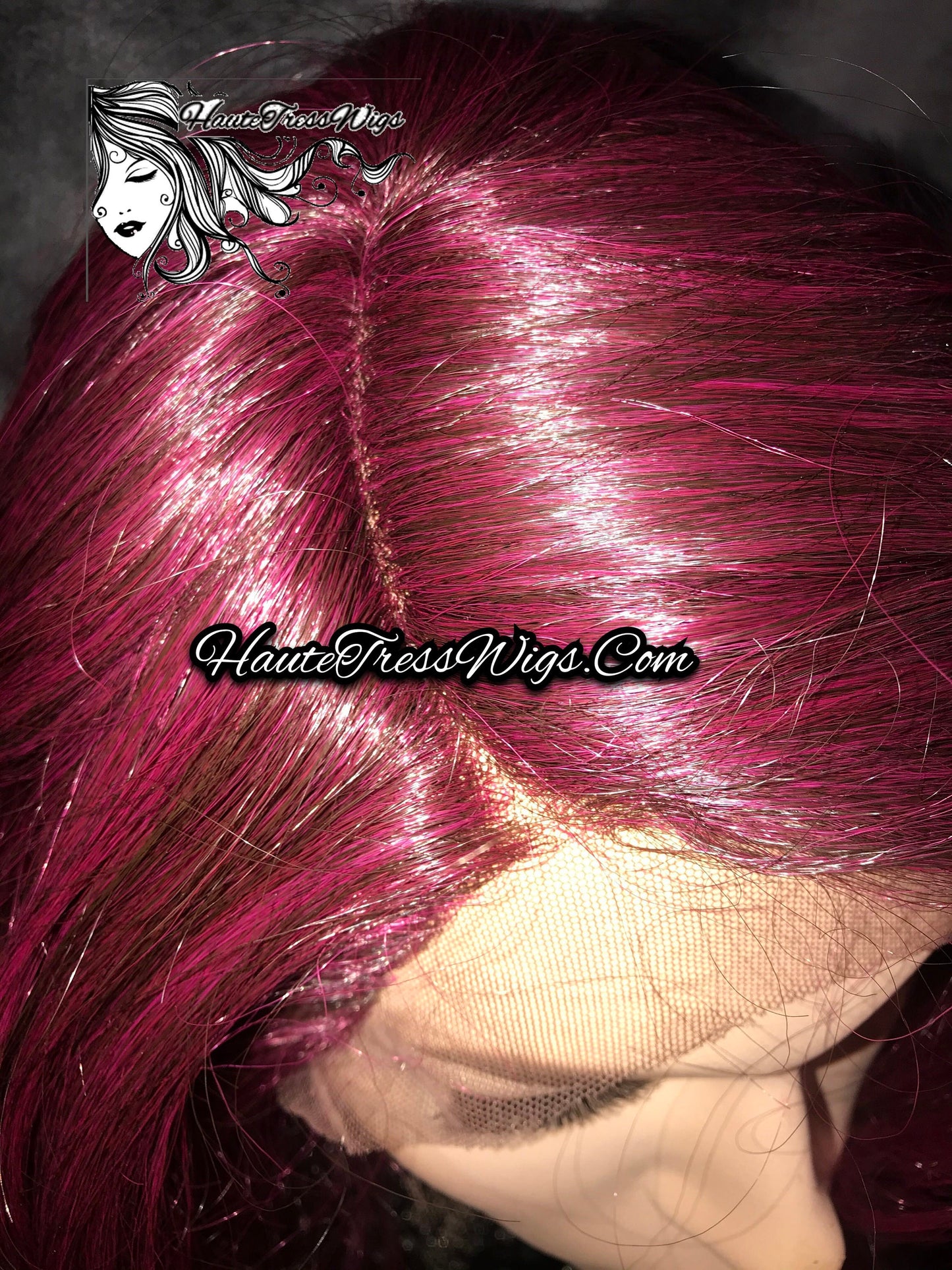 Fuchsia, Hot Pink,  Layered, Retro Waves,  Heat Safe, Pink Balayage,  Pastel Wig, Bombshell Wig, Human Hair Blend, Lace Front Wig  -  Inyka