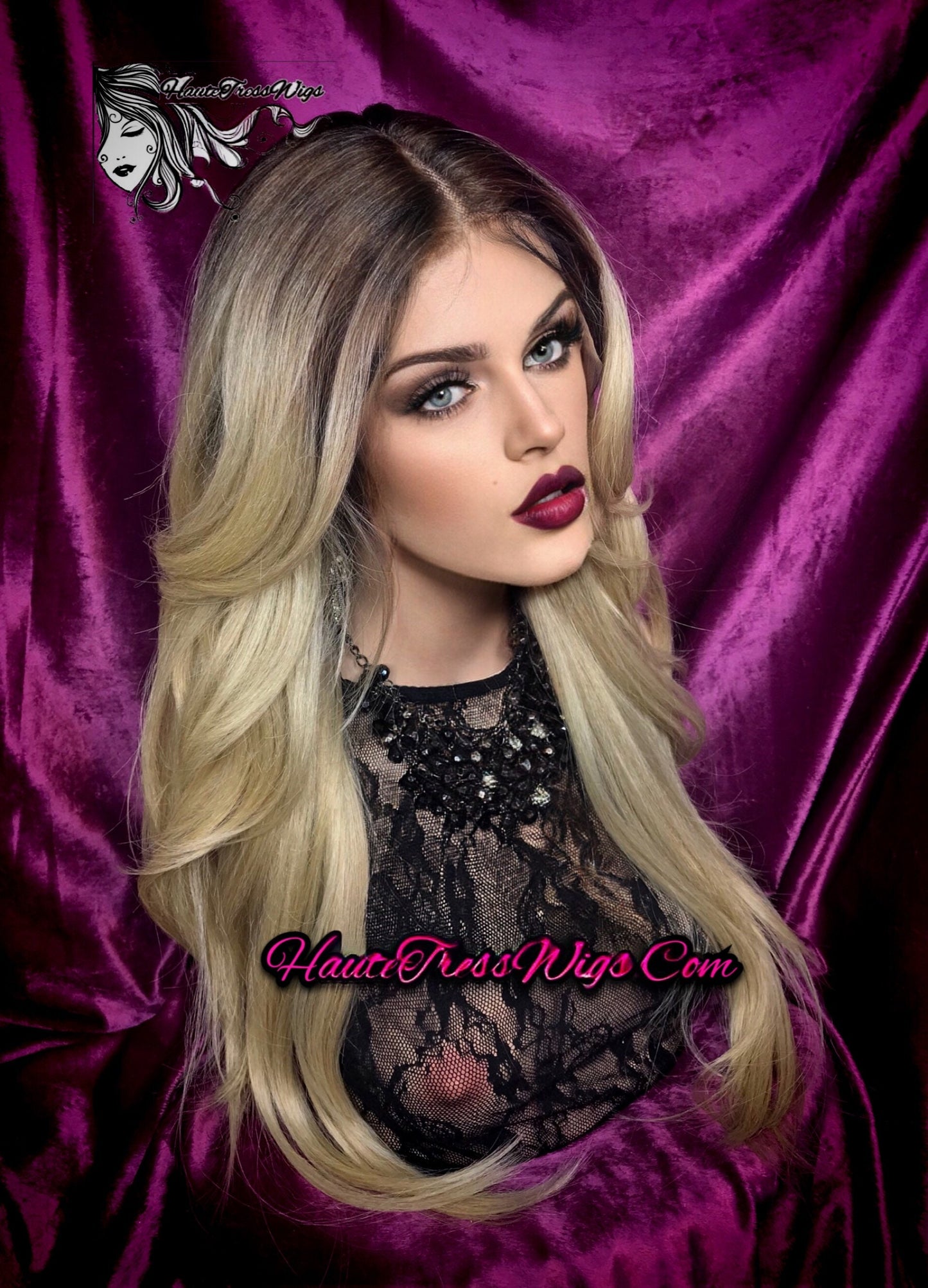 Rooted Blonde, Dark Root Blonde, Layered Blonde, Bombshell Wig, Face Framing, Ombre Blonde, Realistic, Human Hair Blend, Lace Front Wig