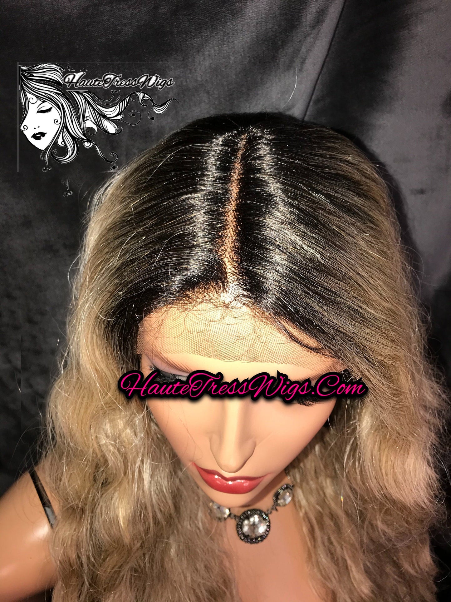 Balayage Blonde, Ash Blonde, Ombre Blonde, Dark Root, Spanish Wave, Beach wave, Wavy, Human Hair Blend, Bombshell Wig,  Lace Front Wig