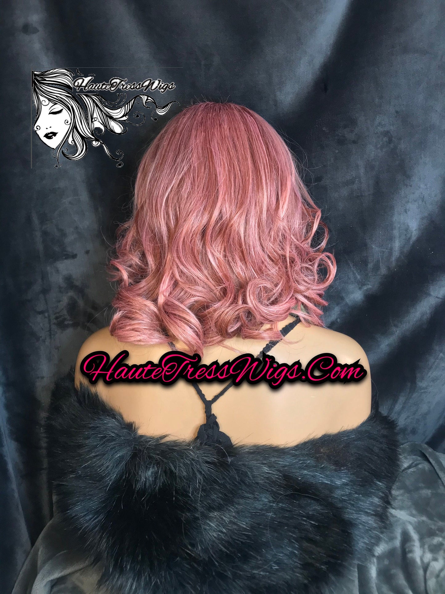 Balayage Pink, Pink Highlights, Pink Mix, Brown Root, Ombre Pink, Layered, Pink Bob, Pastel Pink, Human hair Blend, Lace Front Wig