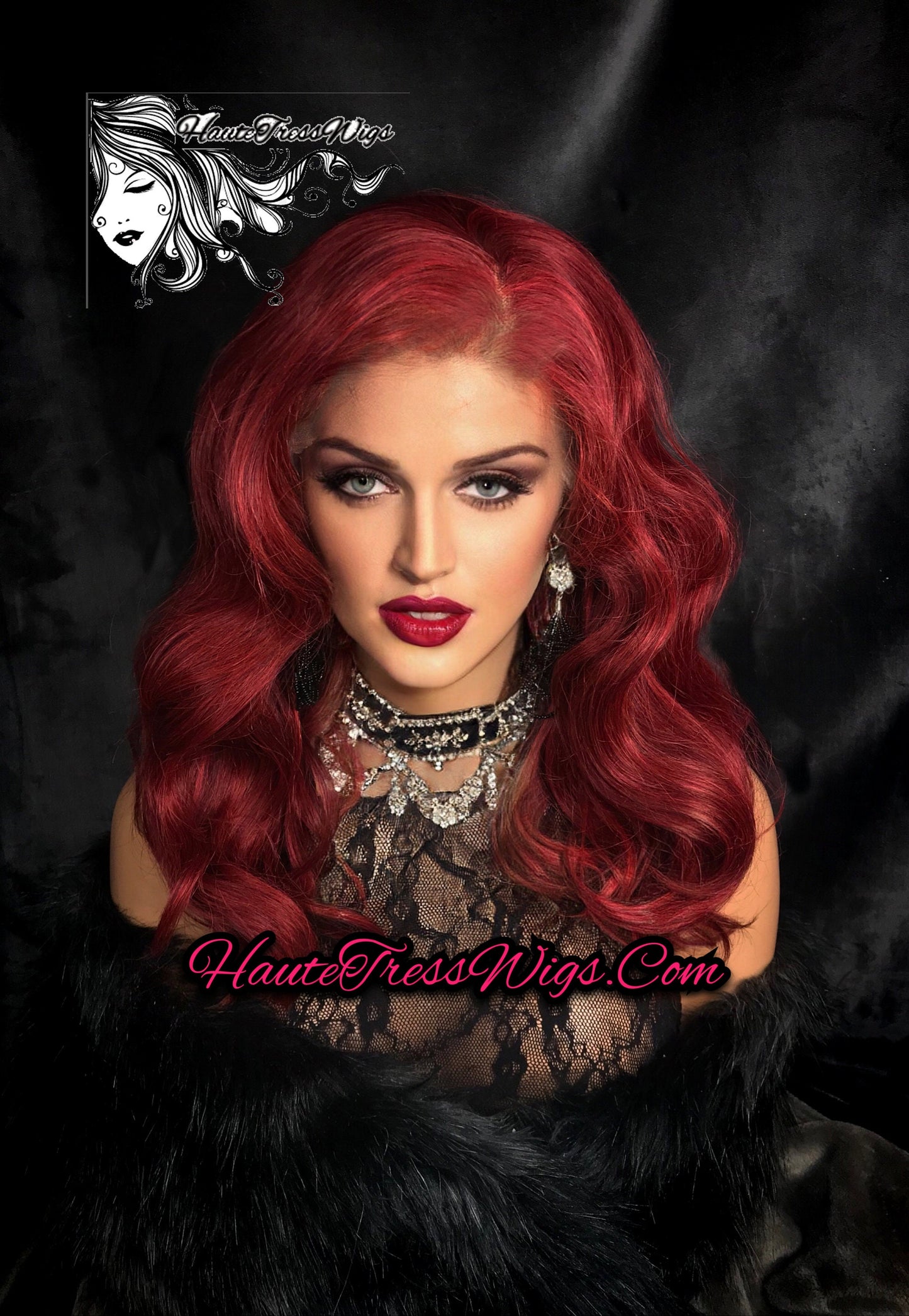 Red, Crimson, HD Transparent Lace, Free Parting, Pre-Plucked Hairline, Bombshell Wig, Retro Wig, Jessica Rabbit, Lace Front Wig