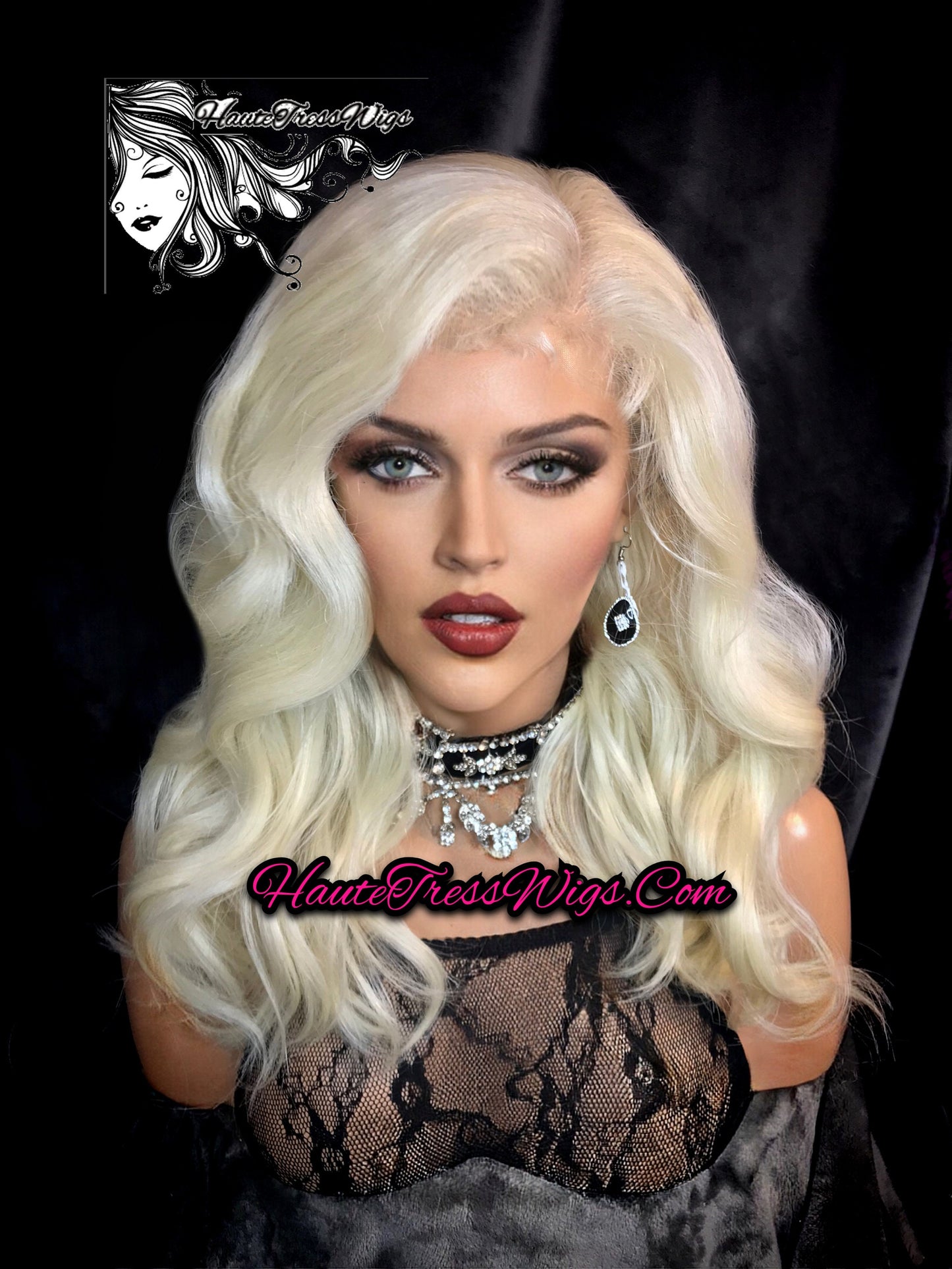 Platinum Blonde, Extra Cool Blonde, White Blonde, Retro, Bombshell Wig, Pre-Plucked, HD Lace, Transparent Lace, Free Parting, Lace Front Wig