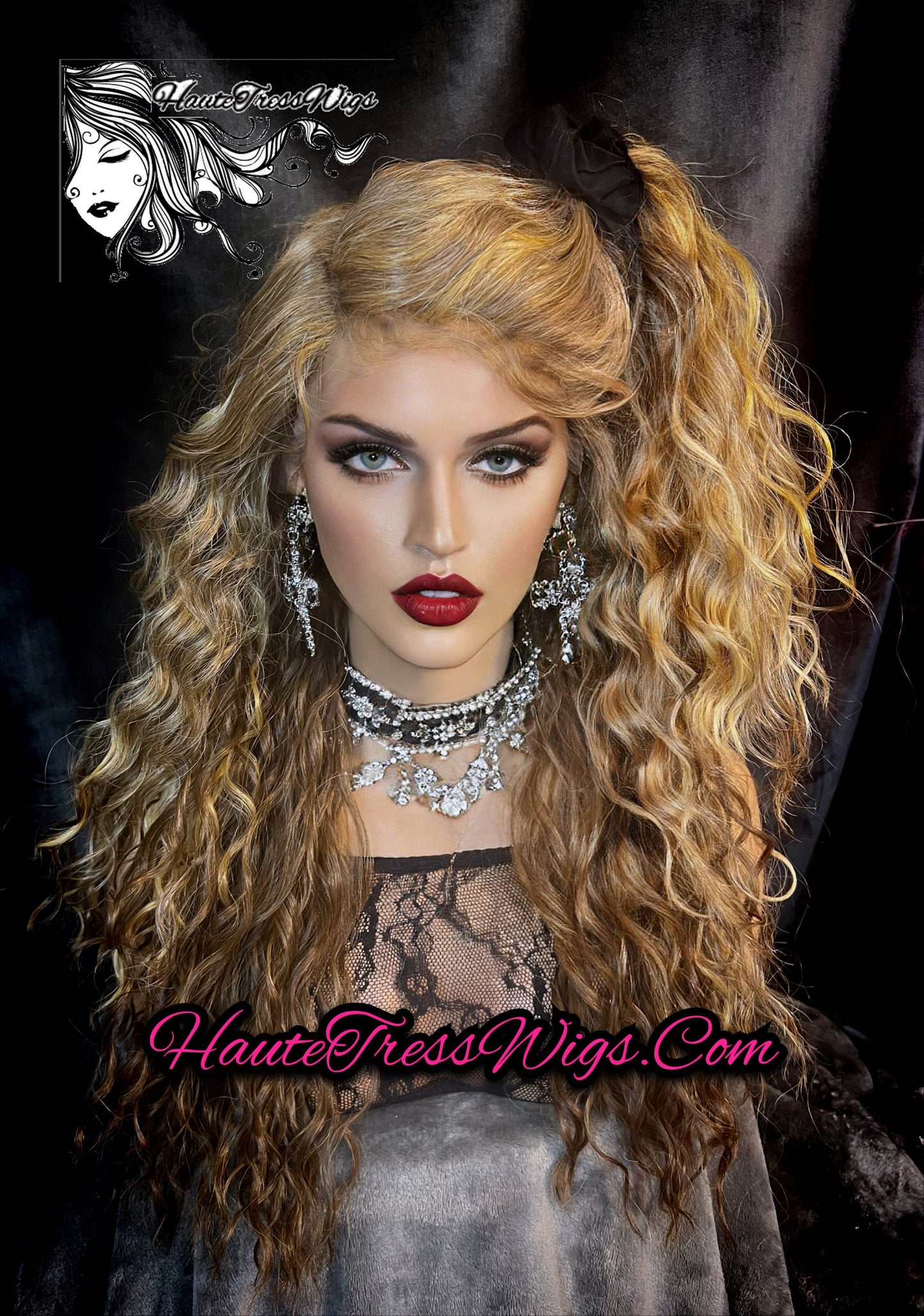 Wavy Blonde, Blonde Brown Mix, Beach Wave, Human Hair Blend, Heat Safe, HD Transparent Lace, Bombshell Wig, Honey Blonde, Realistic Wig,