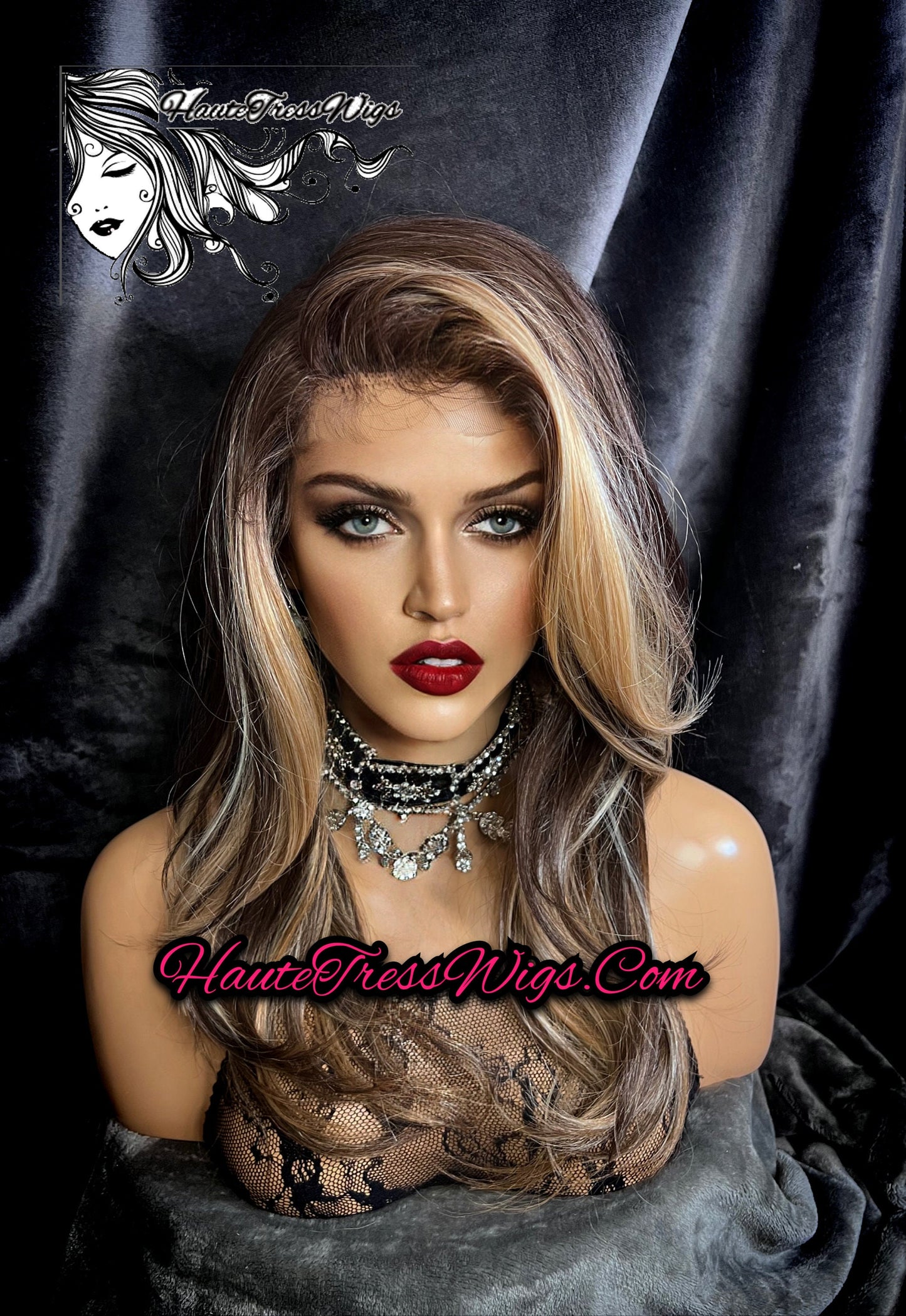 Balayage, Face Framing, Highlights, Money Piece, Layered, Human Hair Blend, HD Transparent Lace, Lace Front Wig, Bombshell Wig, Realistic,