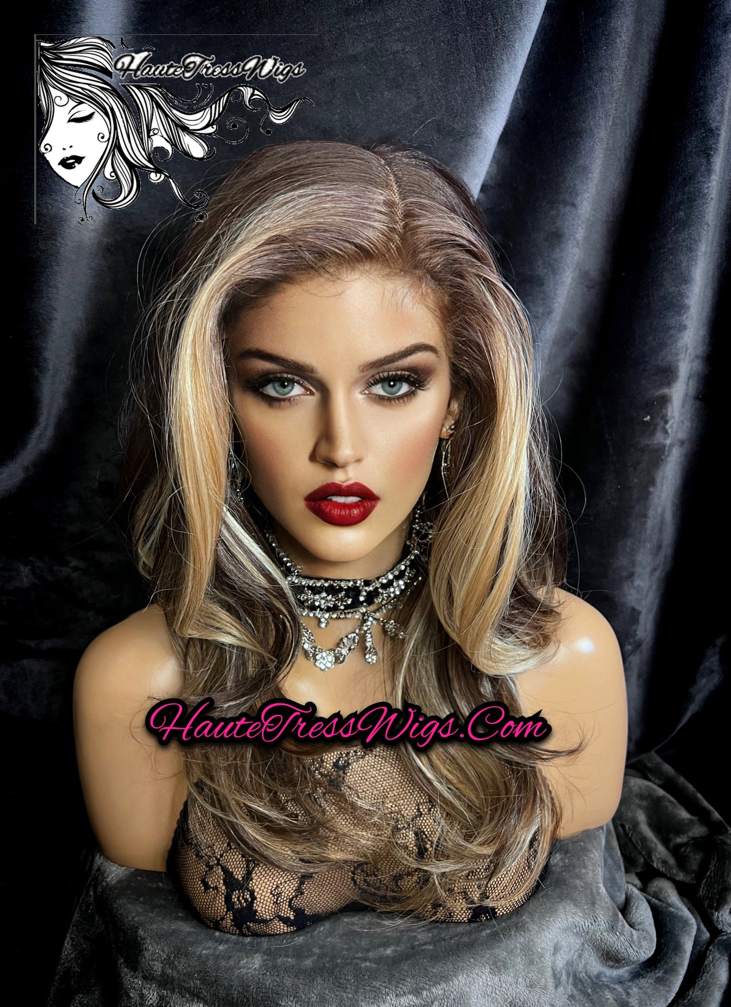 Balayage, Face Framing, Highlights, Money Piece, Layered, Human Hair Blend, HD Transparent Lace, Lace Front Wig, Bombshell Wig, Realistic,