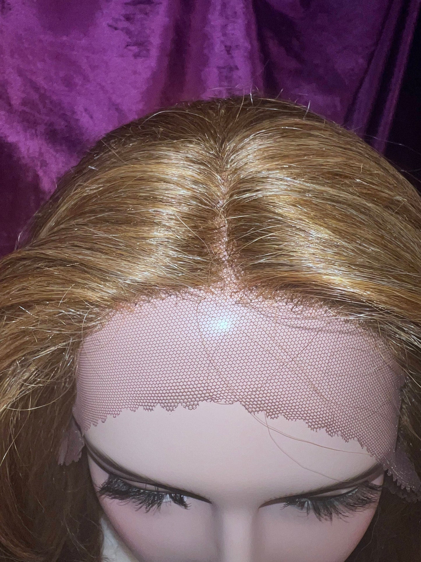 Honey Blonde, Medium Blonde, Layered, Bombshell Wig, Human Hair Blend, Lace Front Wig, Farrah Fawcett Flip, Face Framing, Reverse Ombre