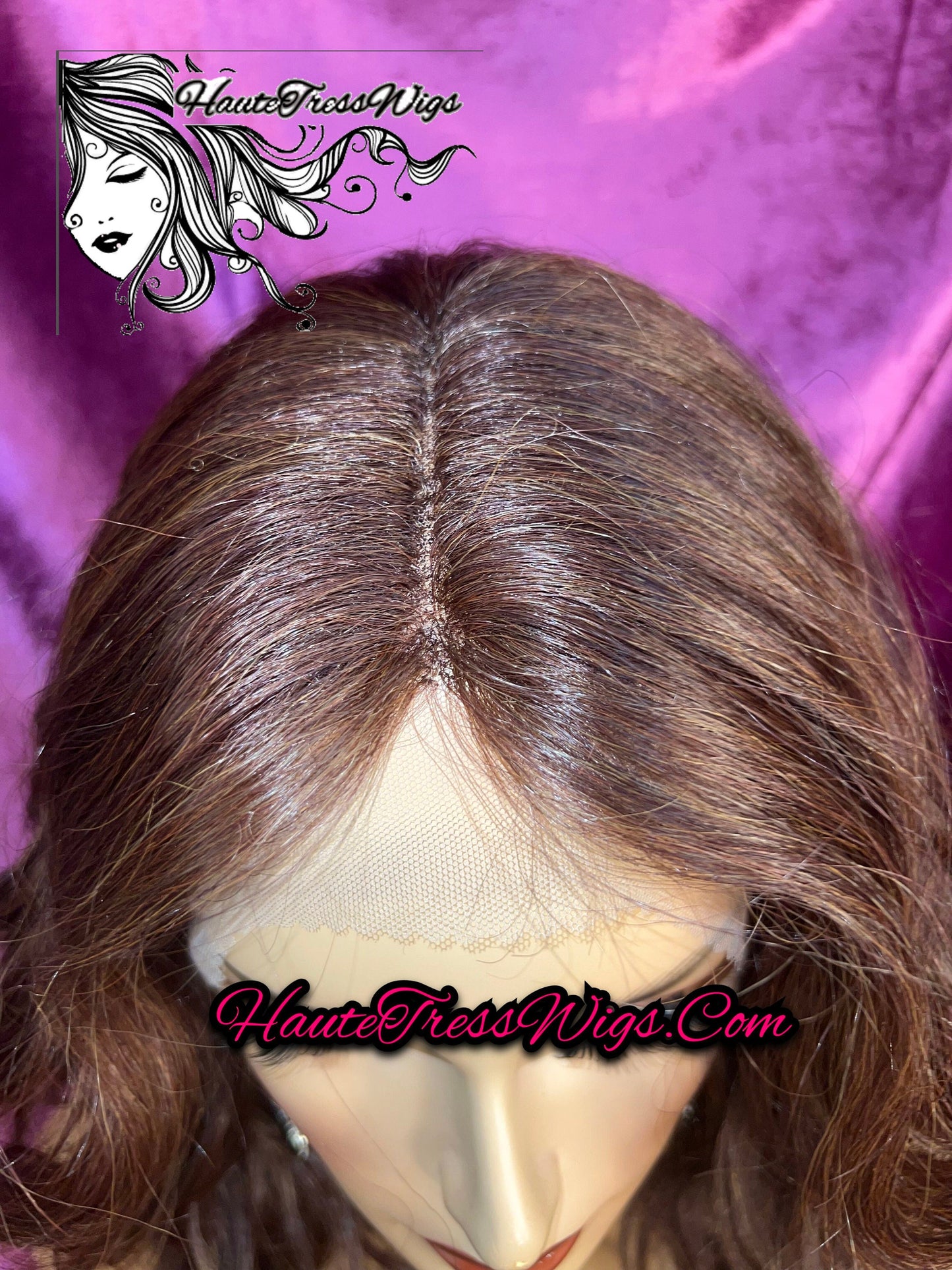 Reddish Brown, Chocolate Brown, Lowlights, Highlights, Beach Wave, Wavy Bob, HD Transparent Lace, Bombshell Wig, Lace Front Wig - Trudie