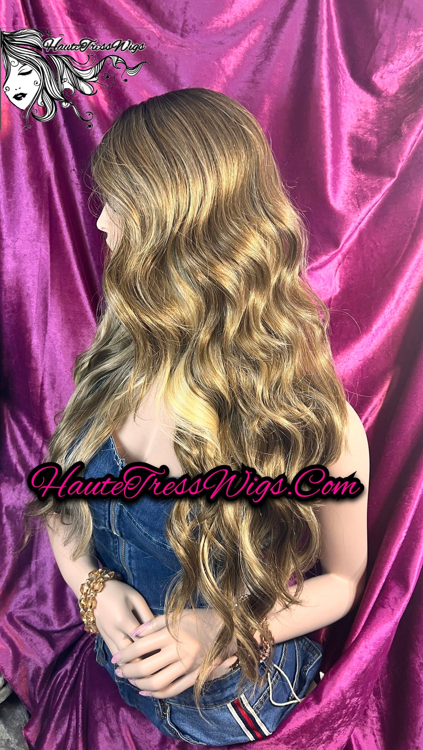 Ash Blonde, Light Blonde, Dark Root, Balayage, Ombre, Highlights,  Lowlights, Wavy, Pre-Plucked Hairline, Human Hair Blend, Lace Front Wig