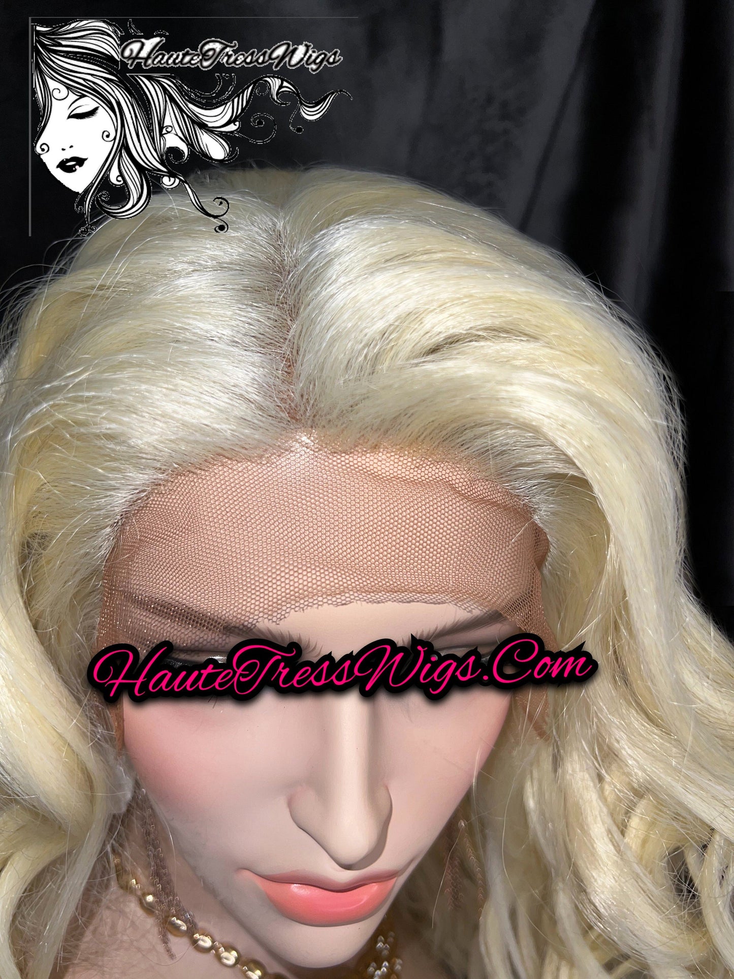 Platinum Blonde, Extra Cool Blonde, White Blonde, Free Parting, Wavy, Spanish Wave, Beach wave, Bombshell Wig,  Lace Front Wig - Clara